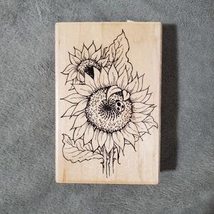 Stampendous Sunflower Ladybug Stamp EUC